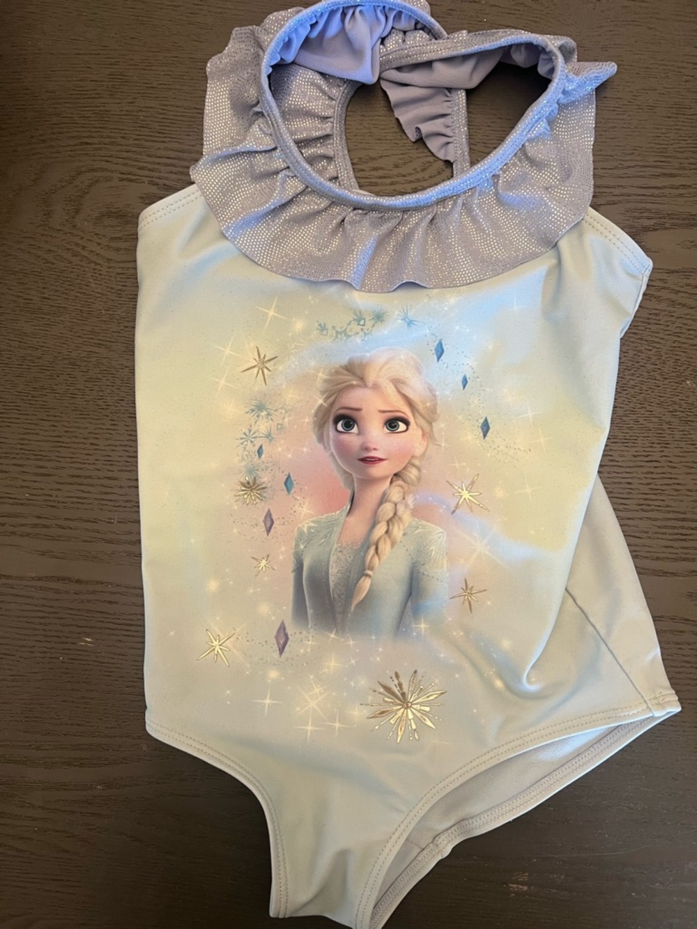 H&M Disney Frozen Elsa Light Blue Swimsuit with Ruffle Neck